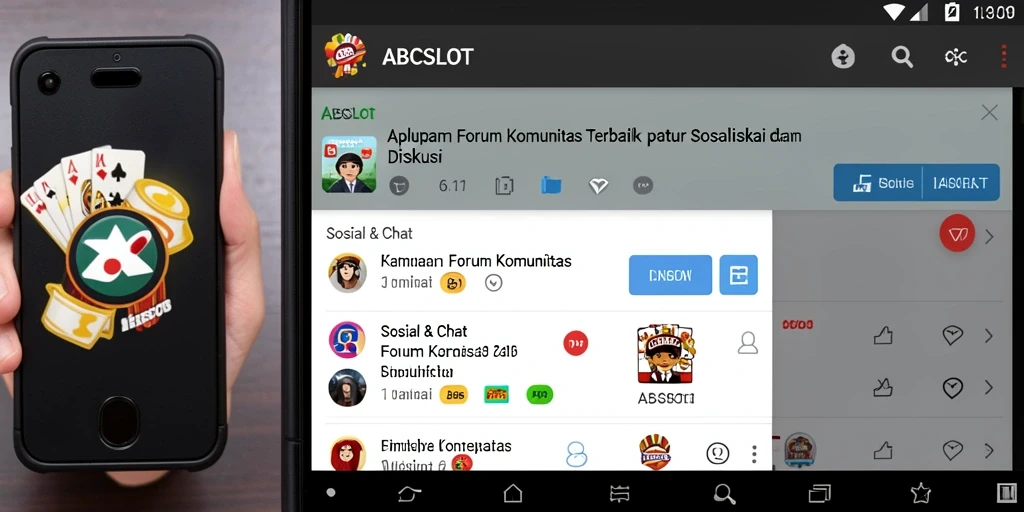 Tampilan antarmuka pengguna aplikasi Forum Komunitas ABCSLOT yang menarik.
