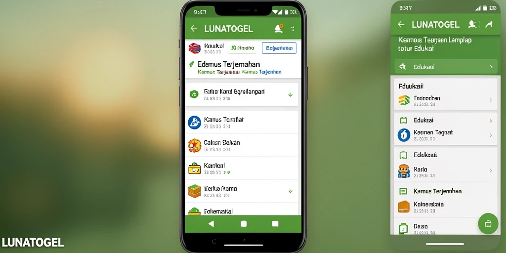 Tampilan antarmuka LUNATOGEL dengan fitur terjemahan yang mudah diakses.