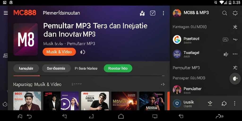 Tampilan antarmuka utama MC888 untuk Pemutar MP3.