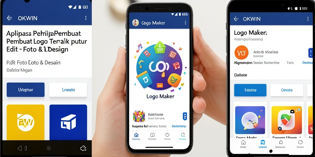 Antarmuka OKWIN yang intuitif untuk membuat logo.