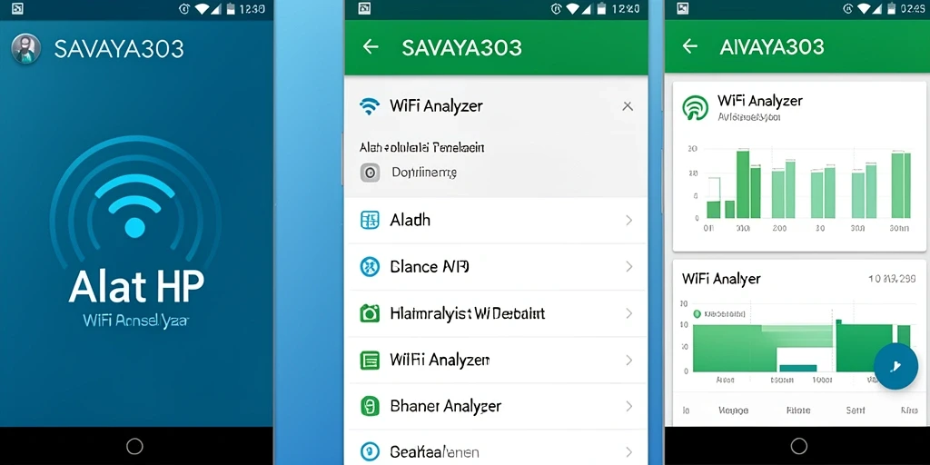 Antarmuka aplikasi SAVAYA303 menampilkan analisis mendalam jaringan WiFi.